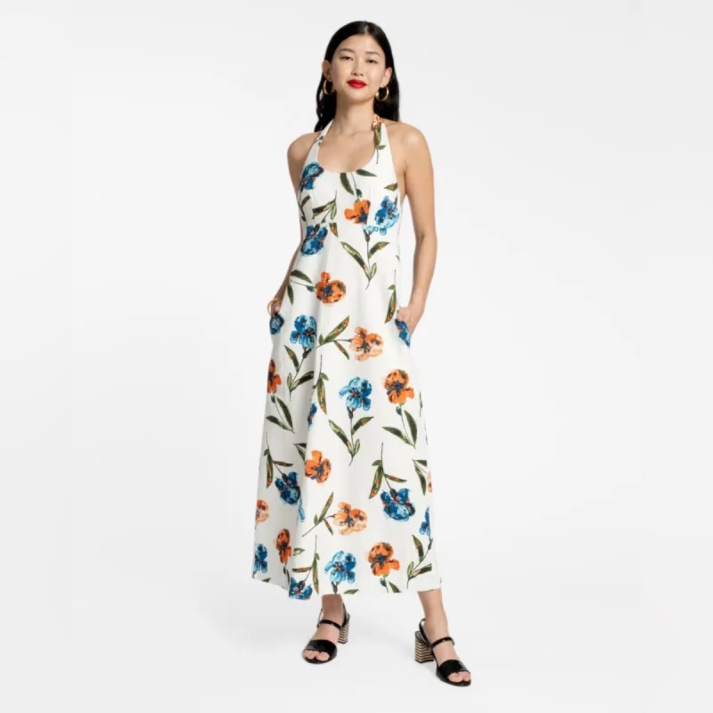 Frances Valentine Iris $498 Sz 8 Malia Halter Dress in Excellent Used Condition